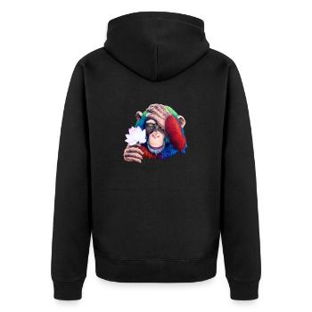 Monkey Loves Nature - Graffiti - Unisex Premium Bio Zip Hoodie - Schwarz - Hinten - Nico (187cm)