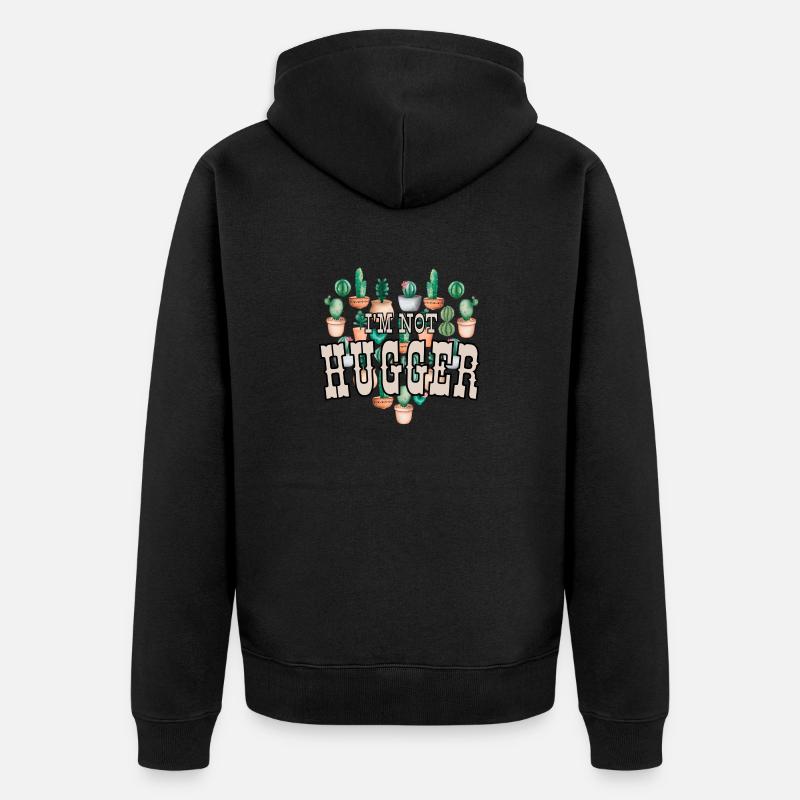 Ich bin kein Umarmer - Unisex Premium Bio Zip Hoodie - Schwarz