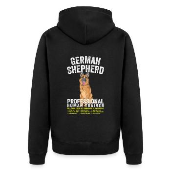 Deutscher Schäferhund Professioneller Humantrainer - Unisex Premium Bio Zip Hoodie - Schwarz - Hinten - Nico (187cm)