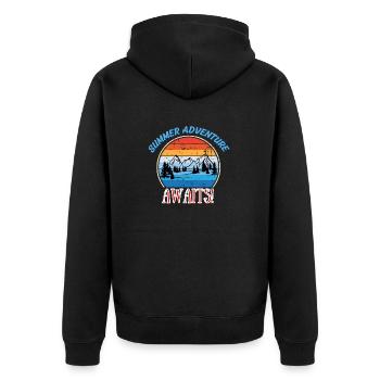 Summer adventure awaits camper T-Shirt - Unisex Premium Organic Zip Hoodie - black - Back - Nico (187cm)