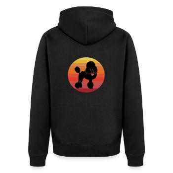 Pudel Sunset Retro Vintage Motiv Pudelhund - Unisex Premium Bio Zip Hoodie - Schwarz - Hinten - Nico (187cm)