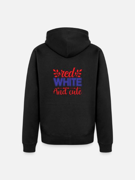 Red white and cute - Unisex Premium Organic Zip Hoodie - black