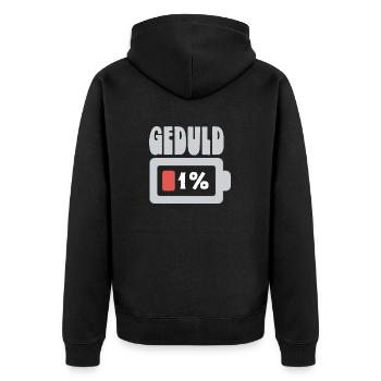 Lustiger Spruch meine Geduld Ladebalken ausrasten - Unisex Premium Bio Zip Hoodie - Schwarz - Hinten - Nico (187cm)
