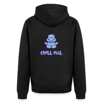 Chill Mal - Unisex Premium Bio Zip Hoodie - Schwarz - Hinten - Nico (187cm)
