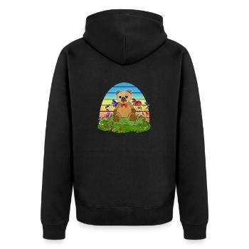 teddy bear - Unisex Premium Organic Zip Hoodie - black - Back - Nico (187cm)