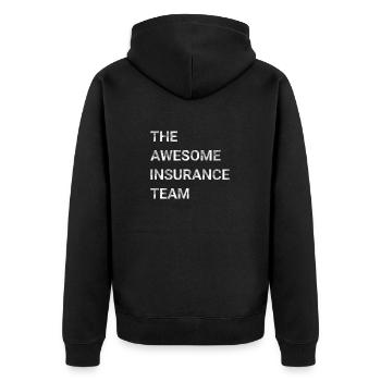 The Awesome Insurance Team - Unisex Premium Organic Zip Hoodie - black - Back - Nico (187cm)