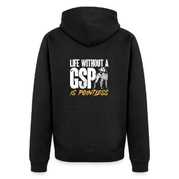 German Shorthair GSP Dog - Unisex Premium Organic Zip Hoodie - black - Back - Nico (187cm)