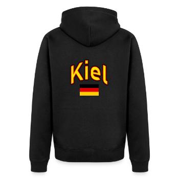 Kiel Germany Flag - Unisex Premium Organic Zip Hoodie - black - Back - Nico (187cm)