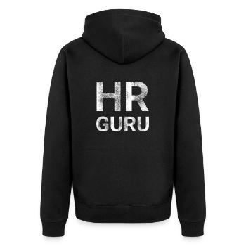 HR Guru - Unisex Premium Organic Zip Hoodie - black - Back - Nico (187cm)