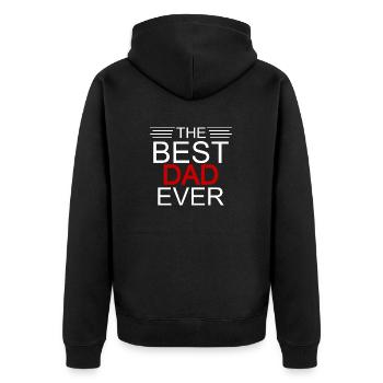 Der beste Vater aller Zeiten - Unisex Premium Bio Zip Hoodie - Schwarz - Hinten - Nico (187cm)