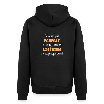 Je ne suis pas parfait mais Lozérien - Veste à capuche bio Premium Unisexe - noir - Dos - Nico (187cm)