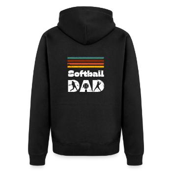Retro Softball Papa Vatertag Familie Matching Pla - Unisex Premium Bio Zip Hoodie - Schwarz - Hinten - Nico (187cm)