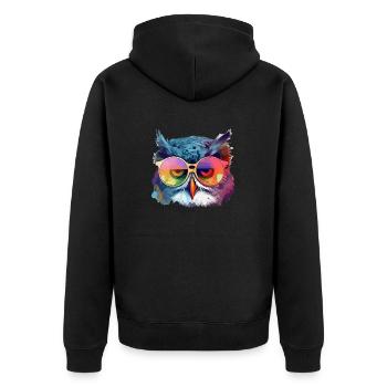 Ouzou la chouette - Veste à capuche bio Premium Unisexe - noir - Dos - Nico (187cm)