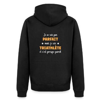 Parfait triathlète - Veste à capuche bio Premium Unisexe - noir - Dos - Nico (187cm)