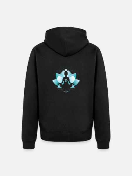 Blue Lotus Blossom - Unisex Premium Organic Zip Hoodie - black