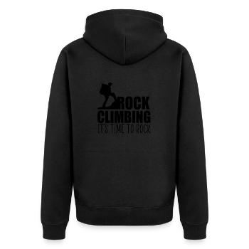 Lustiges Zitat beim Klettern - Unisex Premium Bio Zip Hoodie - Schwarz - Hinten - Nico (187cm)