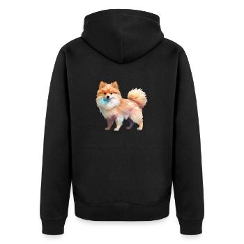 Zwergspitz Geometrisch Zeichnung - Unisex Premium Bio Zip Hoodie - Schwarz - Hinten - Nico (187cm)
