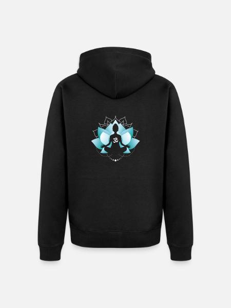 Blaue Lotusblüte - Unisex Premium Bio Zip Hoodie - Schwarz