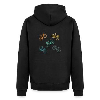 Fahrrad Retro Bunt bunte Fahrräder - Unisex Premium Bio Zip Hoodie - Schwarz - Hinten - Nico (187cm)