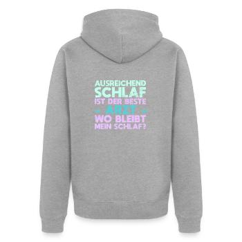 Ausreichend Schlaf Ist Der Beste Arzt Wo... - Unisex Premium Bio Zip Hoodie - Grau meliert - Hinten - Nico (187cm)
