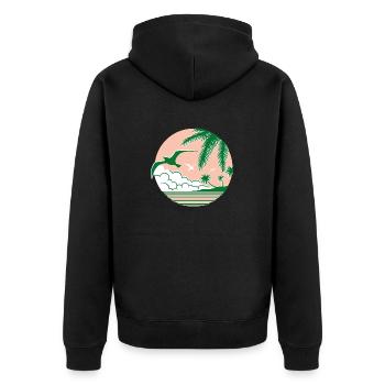 Sommer - Unisex Premium Bio Zip Hoodie - Schwarz - Hinten - Nico (187cm)