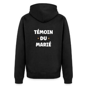 témoin du marié - Veste à capuche bio Premium Unisexe - noir - Dos - Nico (187cm)