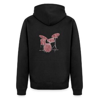 "Drums", Boho Line Art Design, Series "Music" - Unisex Premium Organic Zip Hoodie - black - Back - Nico (187cm)