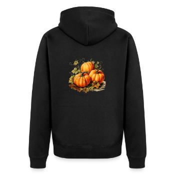 Kürbisse - Unisex Premium Bio Zip Hoodie - Schwarz - Hinten - Nico (187cm)