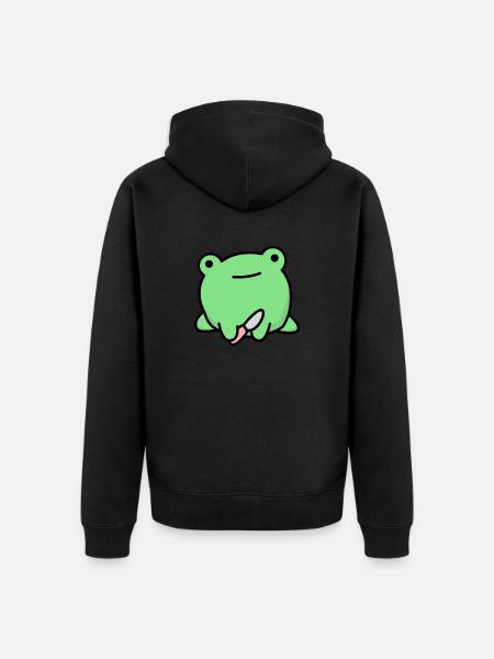 Frog with a knife - Unisex Premium Organic Zip Hoodie - black