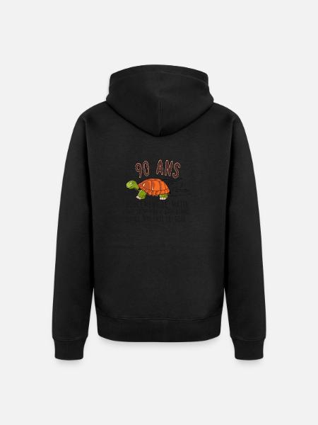 90 ans tortue anniversaire doucement vite ralenti - Veste à capuche bio Premium Unisexe - noir