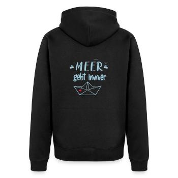Meer geht immer - Unisex Premium Bio Zip Hoodie - Schwarz - Hinten - Nico (187cm)