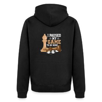I Paused My Game To Be Here Chess Player Chess Bo - Unisex Premium Bio Zip Hoodie - Schwarz - Hinten - Nico (187cm)