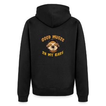 music in my ears - Unisex Premium Organic Zip Hoodie - black - Back - Nico (187cm)