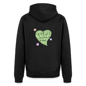 show yourself more love - Unisex Premium Bio Zip Hoodie - Schwarz - Hinten - Nico (187cm)