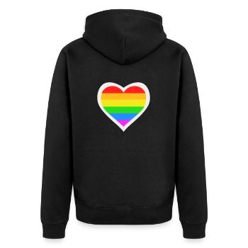 LGBT Queer Rainbow Heart - Unisex Premium Organic Zip Hoodie - black - Back - Nico (187cm)