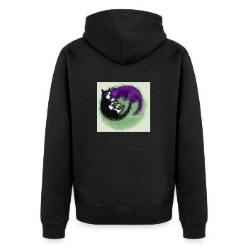 Ying Yang Katzen - Unisex Premium Bio Zip Hoodie - Schwarz - Hinten - Nico (187cm)