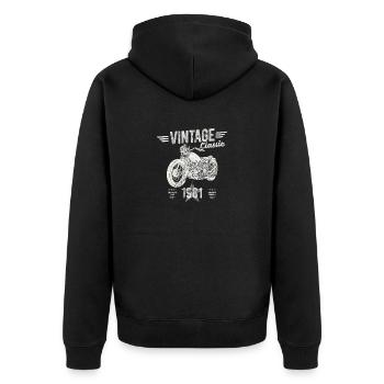 Jahrgang Jahrgang 1981 41. Geburtstag Klassisches Retro-Moto - Unisex Premium Bio Zip Hoodie - Schwarz - Hinten - Nico (187cm)