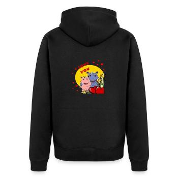 mother's day valentinstabe heart hippo hippo love - Unisex Premium Organic Zip Hoodie - black - Back - Nico (187cm)