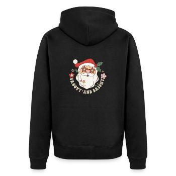 Groovy & Bright Weihnachten Retro Weihnachtslied - Unisex Premium Bio Zip Hoodie - Schwarz - Hinten - Nico (187cm)