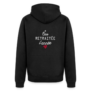 elue retraitée de l année / humour retraite - Veste à capuche bio Premium Unisexe - noir - Dos - Nico (187cm)