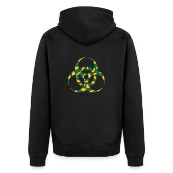Symbol Biohazard Cracks Design - Unisex Premium Organic Zip Hoodie - black - Back - Nico (187cm)
