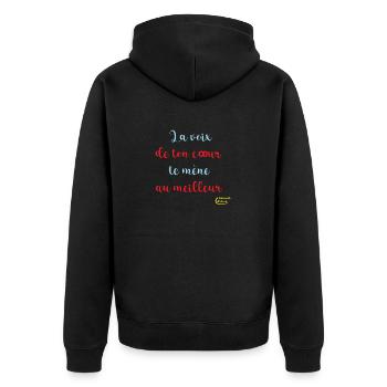 94 - La voix de ton coeur te mène au meilleur - Veste à capuche bio Premium Unisexe - noir - Dos - Nico (187cm)