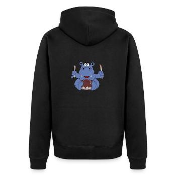 esst mehr Torte loops - Unisex Premium Bio Zip Hoodie - Schwarz - Hinten - Nico (187cm)
