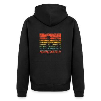Palmen Retro Miami Beach - Unisex Premium Bio Zip Hoodie - Schwarz - Hinten - Nico (187cm)