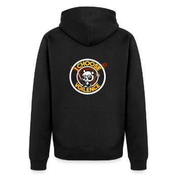 Panda i choose voilence - Unisex Premium Bio Zip Hoodie - Schwarz - Hinten - Nico (187cm)