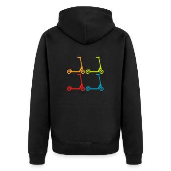 E-Scooter E-Roller Scooter - Unisex Premium Bio Zip Hoodie - Schwarz - Hinten - Nico (187cm)