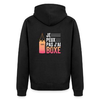 Amusant Je peux pas J'ai boxe - Veste à capuche bio Premium Unisexe - noir - Dos - Nico (187cm)