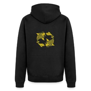 Japanischer Koi-Karpfenfisch Zeichnung 14034 A - Unisex Premium Bio Zip Hoodie - Schwarz - Hinten - Nico (187cm)