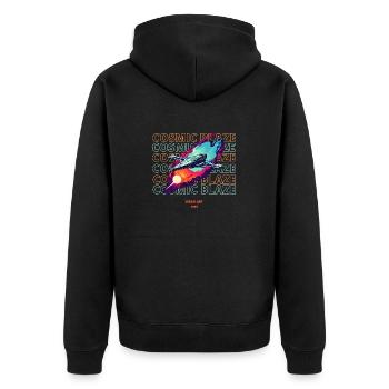Kosmische Flamme - Unisex Premium Bio Zip Hoodie - Schwarz - Hinten - Nico (187cm)