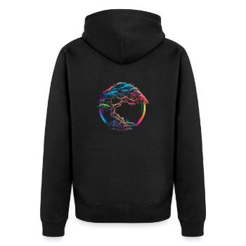 Enso Zen, Bonsai, Tree, Japan, Buddhism, Symbol - Unisex Premium Organic Zip Hoodie - black - Back - Nico (187cm)